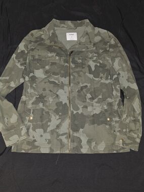 Old Navy Green Camo Zip-Front Jacket